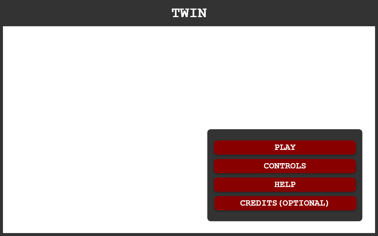 Twin game main menu screen